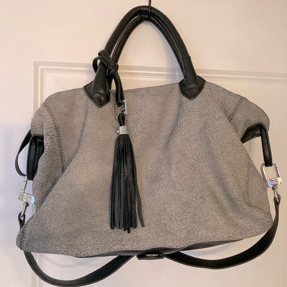 Aimee Kestenberg Grey and black leather handbag